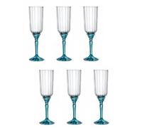 6X Blu 210ml Florian Flauti Champagne - Riutilizzabile Vino Nozze Festa Bicchieri Bere Set Regalo - di Bormioli Rocco