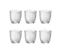 Set 6 Bicchieri per Acqua linea Line in Vetro Trasparente con Scanalature 29 cl