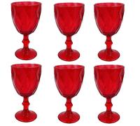Set 6 Bicchieri Rossi a Calice da Vino 260ml Eleganti per la Tavola Natalizia