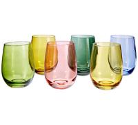 SET 6 BICCHIERI VETRO 400ML MULTICOLORE TULIP DESIGN BICCHIERI ACQUA BEVANDE CAS