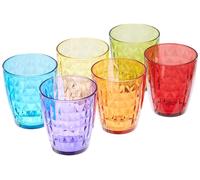 SET 6 BICCHIERI VETRO MULTICOLORE 320 CC DESIGN MODERNO RESISTENTI LAVABILI COLO
