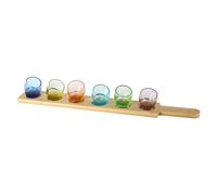 Set 6 bicchierini shot vetro 25 ml con vassoio multicolore