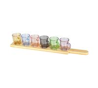 Set 6 bicchierini shot vetro 54 ml con vassoio multicolore