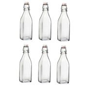 Set 6 Bottiglie Swing in Vetro cl 0.5 Trasparente mezzo litro Chiusura Ermetica