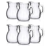 Set 6 Brocche in Vetro Trasparente 1 Litro caraffa con Taratura MID Uso Domestico e Professionale Lavabili in Lavastoviglie per Bevande succhi vino da tavola e buffet