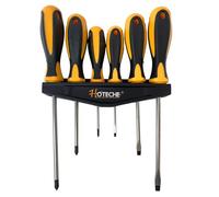 Set 6 Cacciaviti Giraviti Taglio e Croce con Testa Magnetica CR-V con Supporto da parete impugnatura in Gomma Antiscivolo