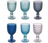Set 6 calici 280 ml in vetro, superficie lavorata, Geometrie Ocean