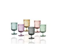 BRANDANI Plisse Set 6 Pezzi Calici Colorati Assortiti 250ml Vetro