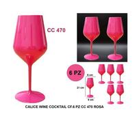 Set 6 calici GOLDPLAST in plastica ultraresistente trasparente multicolor 47cl