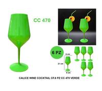 Set 6 calici GOLDPLAST in plastica ultraresistente trasparente multicolor 47cl