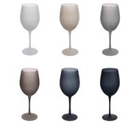 Set 6 calici Happy Hour Stones In vetro Effetto ghiaccio Misure: Ø 8,5 x h. 24 cm Lavaggio a mano Non utilizzabili in microonde Capacità: 650 ml di 6 calici in 6 diverse sfumature multicolor