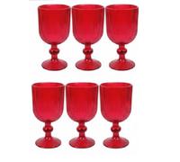 Set 6 Calici in Vetro Rosso 260ml Bicchieri Eleganti a Calice Ideali per Vino