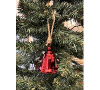 Set 6 Campanelle In Metallo Color Rosso Decorazione Natalizia