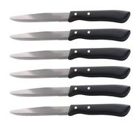 Set 6 Coltelli Bistecca e Pizza Professionali in Acciaio Inox AISI 420 Made in Italy con Lama Seghettata e Manico Chiodato in Polipropilene Nero Alta Resistenza uso professionale o domestico