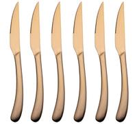 Set 6 coltelli bistecca Montecarlo In acciaio inox 18/0 Finitura opaca Design elegante Misure: l. 24,2 cm Peso: 130 g Lavabile in lavastoviglie Colore RAME opaco rame