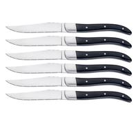 Set 6 Coltelli da Bistecca Lama Seghettata Manico in Acrilico Alì Nero