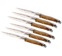 Set 6 Coltelli da Bistecca Lama Seghettata Manico in Legno Steak Alps
