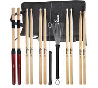 Set 6 Coppia Bacchette per Batteria in Acero 5A 5B 7A Jazz Spazzole Set Custodia