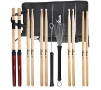 Set 6 Coppia Bacchette per Batteria in Acero 5A 5B 7A Jazz Spazzole Set Custodia
