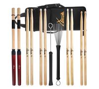 Set 6 Coppie Bacchette per Batteria in Acero 5A 5B 7A Jazz Spazzole con Porta