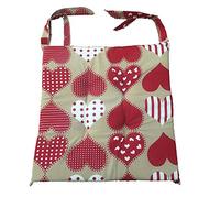 Set 6 cuscini cuore rosso pois bianco,trapuntati al centro 40x40 spessore 5 cm, copri sedia cucina, Euronovità