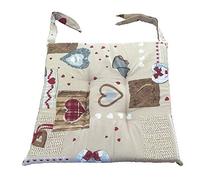 Set 6 cuscini shabby chic cuoricino rosso,trapuntati al centro 40x40 spessore 5 cm, copri sedia cucina, Euronovità MADE IN ITALY