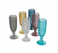 Set 6 flute 160 ml in vetro colorato, Geometrie