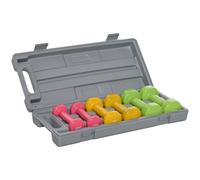 Set 6 Manubri Pesi per Braccia 6Kg in Acciaio Rivestito in Poliuretano Rosso Verde e Giallo