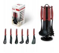 Set 6 Mestoli da Cucina per Uso Alimentare Resistenti al Calore con Supporto Bordeaux