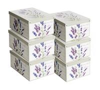 Set 6 Organizer Armadio con Coperchio Profumato alla Lavanda - Scatole Portaoggetti in Cartone 39x50x24 cm - Made in Italy, Robuste, Salvaspazio, Facili da Montare, Profumo Floreale al Tocco