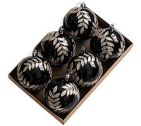 Set 6 Palline di Natale 8 cm Ornamenti con Perla Lucida Dipinte a Mano Lucido