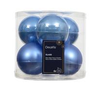 Set 6 Palline Natalizie Smaltate 8cm, Mix Opaco Azzurro Cielo, Eleganti per Albero di Natale, Decorazioni Festive - Varzi dal 1956