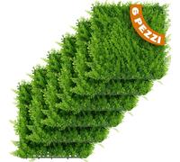 Set 6 Pannelli Decorativi Arredo Interni e Esterni Felce da Muro Parete 50x50cm