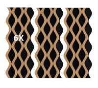Set 6 pannelli effetto dogato rivestimento parete soffitto polimero plastico interno esterno 20x240 cm incastro laterale tagliabili rigidi decorativi marrone legno chiaro pvc doppia onda