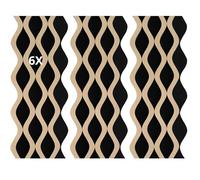 Set 6 pannelli effetto dogato rivestimento parete soffitto polimero plastico interno esterno 20x240 cm incastro laterale tagliabili rigidi decorativi nero e legno pvc doppia onda