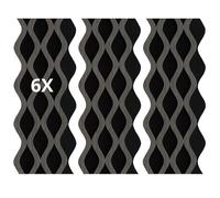 Set 6 pannelli effetto dogato rivestimento parete soffitto polimero plastico interno esterno 20x240 cm incastro laterale tagliabili rigidi decorativi nero pvc doppia onda