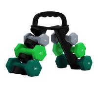 Set 6 Pesi Manubri con Supporto Coppie da 1-2-3 Kg in Metallo Verde e Nero