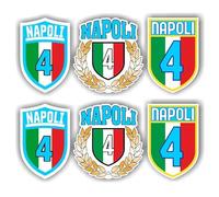 Set 6 pezzi Adesivo Scudetto Napoli mod. 1 sagomato (6 pezzi cm 10)