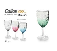 SET 6 PEZZI BICCHIERE CALICE ACRILICO COLORATI 400 ML COLORI ASSORTITI