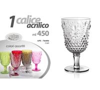 SET 6 PEZZI BICCHIERE CALICE ACRILICO COLORATI 450 ML COLORI ASSORTITI