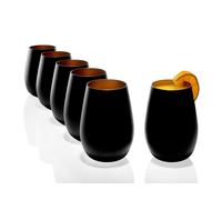 Stölzle Lausitz Bicchieri 465 ml I Set da 6 bicchieri I Set bicchieri lavabili in lavastoviglie infragibili I bicchieri universali per acqua, succhi, whisky I nero bronzo