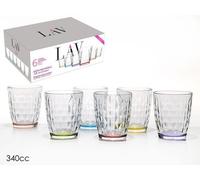 SET 6 PEZZI BICCHIERI VETRO LAV ARTEMIS 340CC FONDO COLORATO