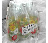 Set 6 pezzi Bottiglia 1Lt vetro Cerve Lory Clara decoro fiori tappo meccanino