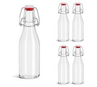 Set 6 Pezzi Bottiglia Costolata vuota Acqua e vino Vintage Milly 500cc (Mezzo litro) Elegante MODERNO con Tappo Meccanico ermetico per Acqua Bevande Preparazione e conserva Cocktail