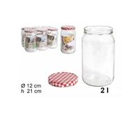 OISE ART STORE Trade Shop - Set 6 Pezzi Contenitore Barattolo in Vetro con Coperchio Barattolini 2 Lt