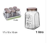 Set 6 Pezzi Contenitore Barattolo In Vetro Con Coperchio Multiuso 1 Litro Cucina
