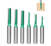 Set 6 Pezzi Frese per Legno a Doppio Flauto, Gambo 8mm per Scanalature Dritte - Fresatrice Verticale,Banco Fresa,per Legno Duro/MDF/Compensato,Accessori Professionali Fai Da Te