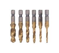 Set 6 Pezzi Maschi Combinati, Maschio a Spirale in Acciaio Rapido con Attacco Esagonale Placcato - Alta Durezza e Resistenza alla Ruggine, Ideale per Riparazione Filetti e Lavori (Tempo atmosferico)