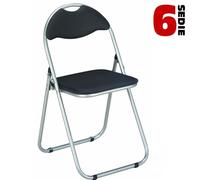 Set 6 Pezzi Sedie Imbottite Pieghevoli Colore Nero Struttura Silver Sedia Metal