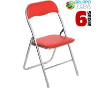 Set 6 Sedie Pieghevoli Imbottite: Rosso